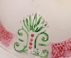 Vintage 14 Ornate Art Deco Glass Floral Ceiling Light Shade Green/Red Accent