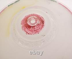 Vintage 14 Ornate Art Deco Glass Floral Ceiling Light Shade Green/Red Accent