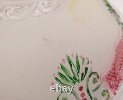 Vintage 14 Ornate Art Deco Glass Floral Ceiling Light Shade Green/Red Accent