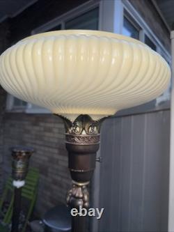 Vintage 14 Swirl Opal Torchiere Lamp Shade. Original Thick Glass