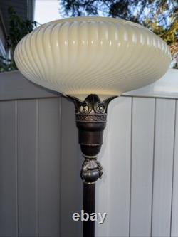 Vintage 14 Swirl Opal Torchiere Lamp Shade. Original Thick Glass