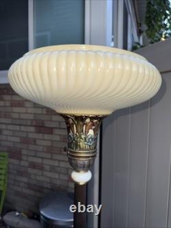 Vintage 14 Swirl Opal Torchiere Lamp Shade. Original Thick Glass