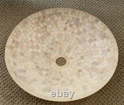 Vintage 15-1/2 Round Mother of Pearl Tiled Glass Ceiling Light Shade Mint Cond