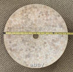 Vintage 15-1/2 Round Mother of Pearl Tiled Glass Ceiling Light Shade Mint Cond