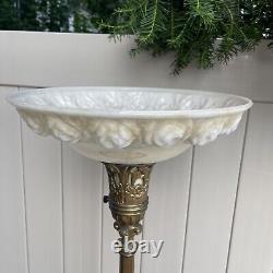 Vintage 16 Antique Style Embossed Torchiere Floor Lamp Shade Flowers Design