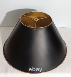 Vintage 16 Brass Tole Black Painted Bouillotte Lamp Shade