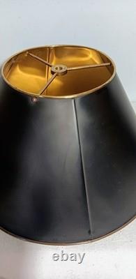 Vintage 16 Brass Tole Black Painted Bouillotte Lamp Shade