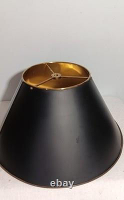 Vintage 16 Brass Tole Black Painted Bouillotte Lamp Shade