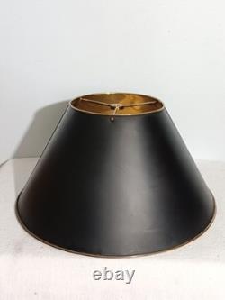 Vintage 16 Brass Tole Black Painted Bouillotte Lamp Shade