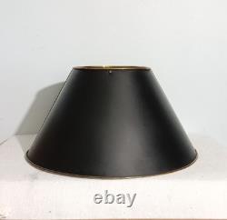 Vintage 16 Brass Tole Black Painted Bouillotte Lamp Shade