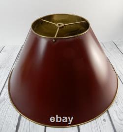 Vintage 16 Brass Tole Burgandi Painted Bouillotte Lamp Shade B