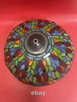 Vintage 16 Dia. Tiffany Style Dragonfly Stained Glass Table Or Floor Lamp Shade