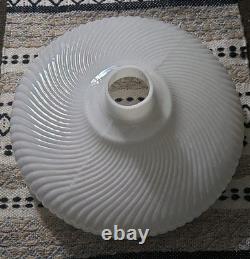 Vintage 16 Glass Shade Iridescent White Luster Rib Swirl Pattern Torchiere