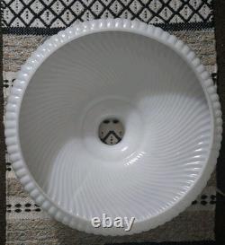 Vintage 16 Glass Shade Iridescent White Luster Rib Swirl Pattern Torchiere