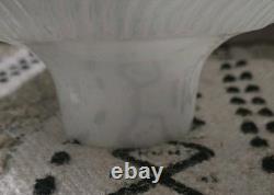 Vintage 16 Glass Shade Iridescent White Luster Rib Swirl Pattern Torchiere