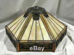 Vintage 16 STAINED GLASS LAMP SHADE ARTS & CRAFTS MISSION DESIGN