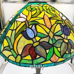 Vintage 16 Tiffany Style Lamp Shade Stained Glass Floral Design Good Condition