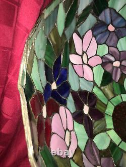 Vintage 17 Stained Glass Light Shade Tiffany Style Colorful Flowers