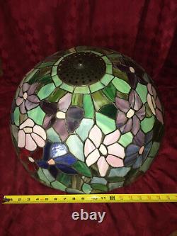 Vintage 17 Stained Glass Light Shade Tiffany Style Colorful Flowers