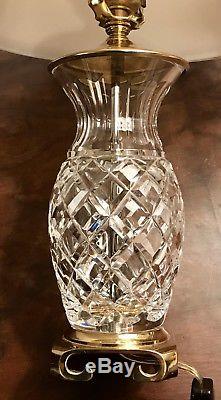 Vintage 17 Waterford Comeragh Crystal Brass Lamp & Shade EUC