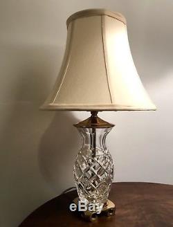 Vintage 17 Waterford Crystal Comeragh Brass Table Lamp & Shade EUC