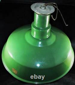 Vintage 18 Green Porcelain Industrial Lamp Shade Ceiling Fixture Orig. Socket