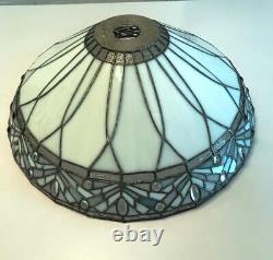 Vintage 18 Round ART DECO White Stained Glass Shade ONLY