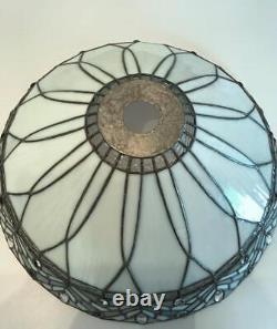 Vintage 18 Round ART DECO White Stained Glass Shade ONLY