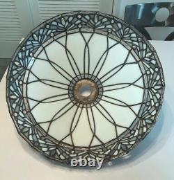 Vintage 18 Round ART DECO White Stained Glass Shade ONLY