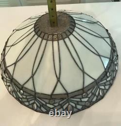 Vintage 18 Round ART DECO White Stained Glass Shade ONLY