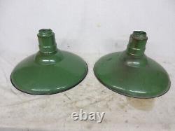 Vintage 18 lamp shade industrial ceramic light fixture porcelain enamel green