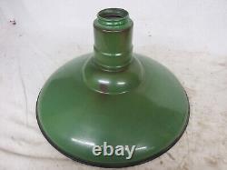 Vintage 18 lamp shade industrial ceramic light fixture porcelain enamel green