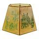 Vintage 1920's Hexagonal Tapered Lamp Shade With Images Of English Inns