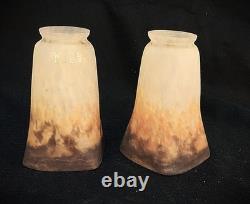 Vintage 1920s French Art Deco Art Nouveau MULLER Glass Lamp Shades Pair