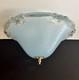 Vintage 1930's-1940's Art Deco Semi Flush Blue Glass Ceiling Light Fixture