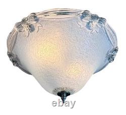 Vintage 1930's-1940's Art Deco Semi Flush Blue Glass Ceiling Light Fixture