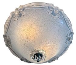 Vintage 1930's-1940's Art Deco Semi Flush Blue Glass Ceiling Light Fixture