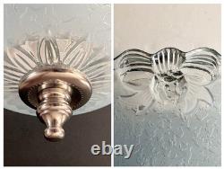 Vintage 1930's-1940's Art Deco Semi Flush Blue Glass Ceiling Light Fixture