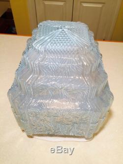 Vintage 1930's Blue Opalescent Glass ART-DECO SKYSCRAPER LIGHTING LAMP SHADE