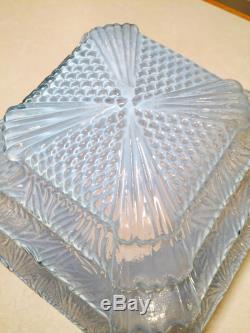 Vintage 1930's Blue Opalescent Glass ART-DECO SKYSCRAPER LIGHTING LAMP SHADE