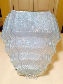 Vintage 1930's Blue Opalescent Glass ART-DECO SKYSCRAPER LIGHTING LAMP SHADE