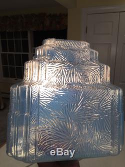 Vintage 1930's Blue Opalescent Glass ART-DECO SKYSCRAPER LIGHTING LAMP SHADE