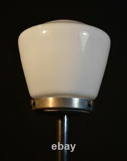 Vintage 1930s art deco chrome lamp veritas gas gallery dome design Opaline shade