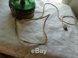 Vintage 1940's Bohemian Heavy Green Cut to Clear Table Lamp & Shade Free Ship