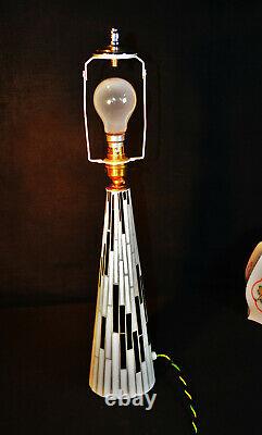 Vintage 1940s art deco space age lamp glass mosaic Opaline hand painted shade