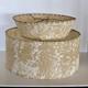 Vintage 1950's Mcm 2 Tier Fiberglass Lamp Shade Whip Stitch Atomic 15.5