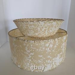 Vintage 1950's MCM 2 Tier Fiberglass Lamp Shade Whip Stitch Atomic 15.5