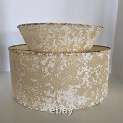 Vintage 1950's MCM 2 Tier Fiberglass Lamp Shade Whip Stitch Atomic 15.5