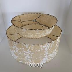 Vintage 1950's MCM 2 Tier Fiberglass Lamp Shade Whip Stitch Atomic 15.5