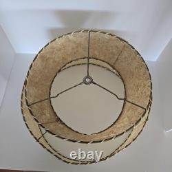 Vintage 1950's MCM 2 Tier Fiberglass Lamp Shade Whip Stitch Atomic 15.5